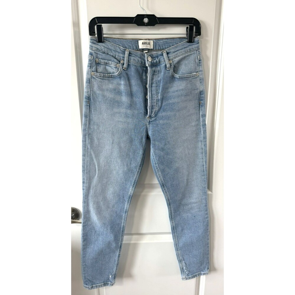 Agolde Nico High Rise Slim Fit Jeans 26 button distressed light